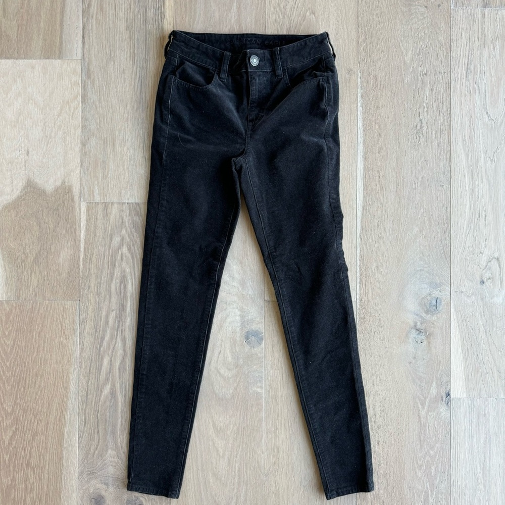 American Eagle Womens Skinny Jeans Stretch Rise Jegging Black Size 0 Regular